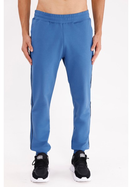 Yan Şerit Detaylı Esnek Bel Cepli Standart Kalıp Mevsimlik Örme Kumaş Eşofman Altı