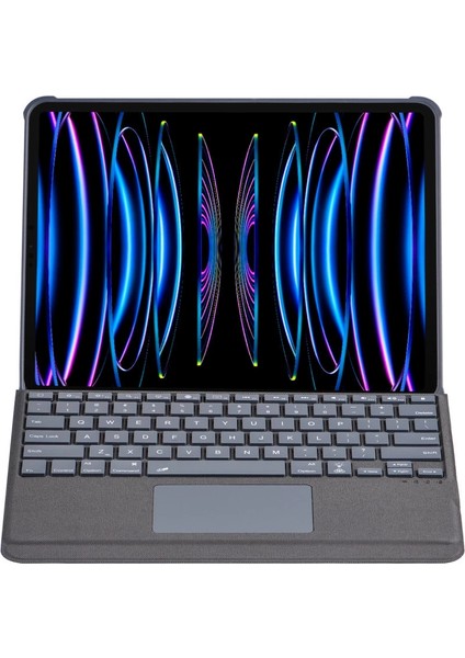 Buğz T5509D Ipad Pro 12.9 (2022) Kılıf Palermo Ledli Klavyeli Standlı Tablet Kılıfı - Siyah