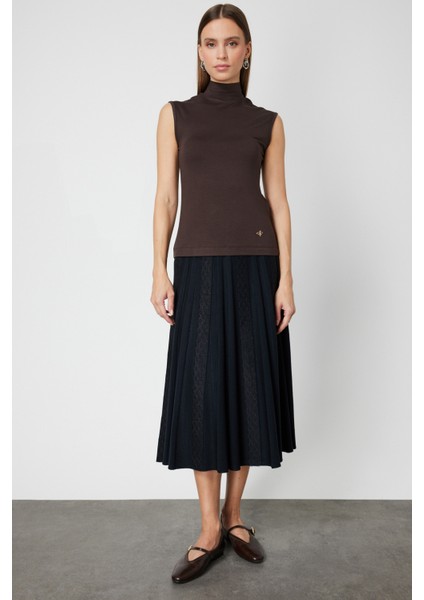 Kadın Dik Yaka Kolsuz Basic Bluz 61432 Kahverengi fiyatları