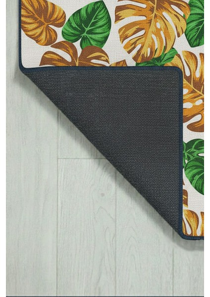 Modern Tropikal Yaprak Desenli Yıkanabilir Halı | Kaymaz Taban Salon Mutfak Halısı fırsatları