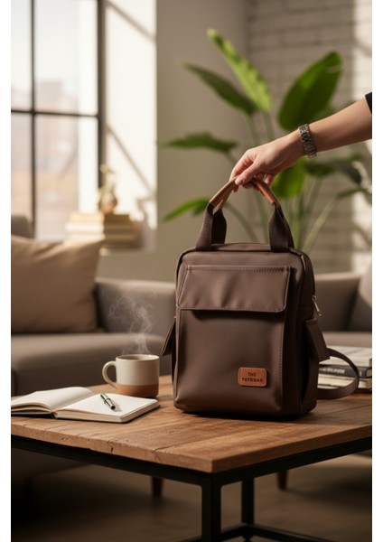 Kadın Kahverengi Çok Gözlü Hem Sırt Hem Çapraz Sırt Çantası