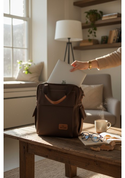 Kadın Kahverengi Çok Gözlü Hem Sırt Hem Çapraz Sırt Çantası modelleri