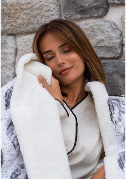 Flanel Sherpa Leaf Battaniye Çift Kişilik Antrasit 200X230CM fiyatları