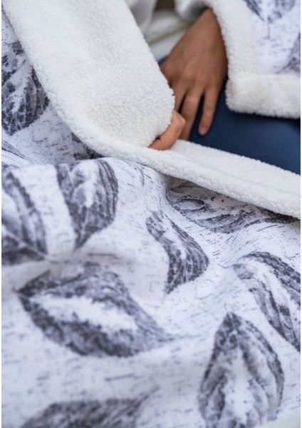 Flanel Sherpa Leaf Battaniye Çift Kişilik Antrasit 200X230CM fırsatları
