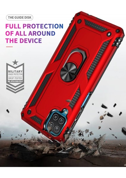 Buğz Samsung Galaxy A22 Kılıf Sofya Yüzüklü Silikon Kapak - Kırmızı