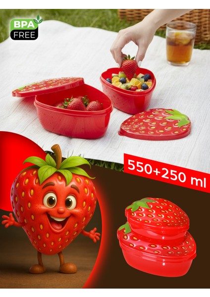 Saklama Kabı 2'li - Meyve Baskılı - 550+250 ml - Bpa Içermez