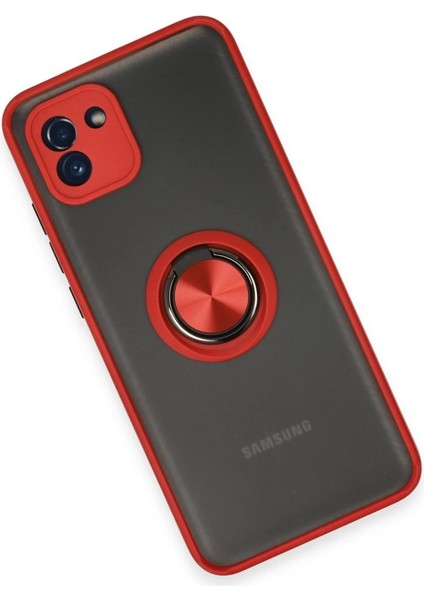 Buğz Samsung Galaxy A03 Kılıf Montreal Yüzüklü Silikon Kapak - Kırmızı modelleri