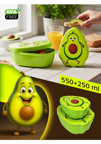 Saklama Kabı 2'li - Meyve Baskılı - 550+250 ml - Bpa Içermez