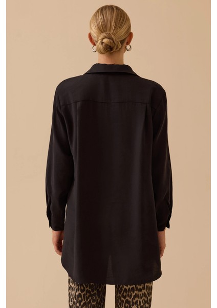 Kadın Gömlek Yaka Uzun Kollu Basic Tunik 1010 Siyah indirimleri