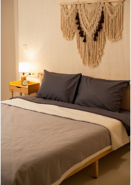 Flanel Sherpa Peter Battaniye Çift Kişilik Gri 200X230CM modelleri