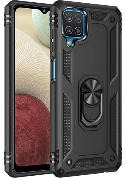 Buğz Samsung Galaxy A22 Kılıf Sofya Yüzüklü Silikon Kapak - Siyah