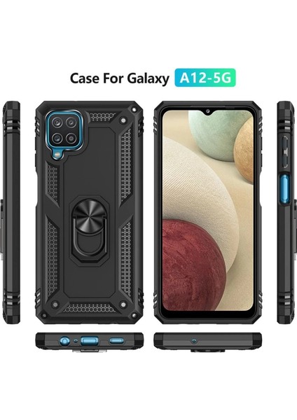 Buğz Samsung Galaxy A22 Kılıf Sofya Yüzüklü Silikon Kapak - Siyah modelleri