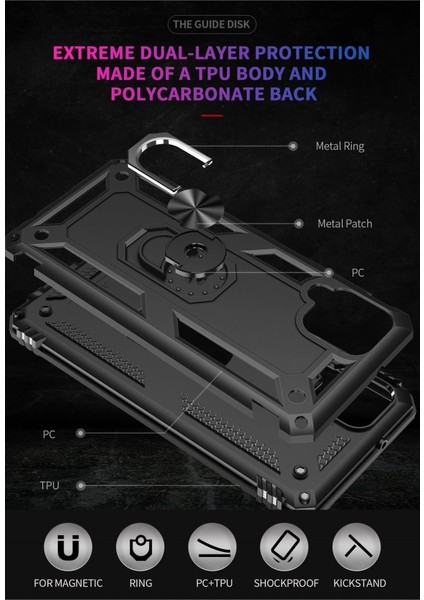 Buğz Samsung Galaxy A22 Kılıf Sofya Yüzüklü Silikon Kapak - Siyah indirimleri