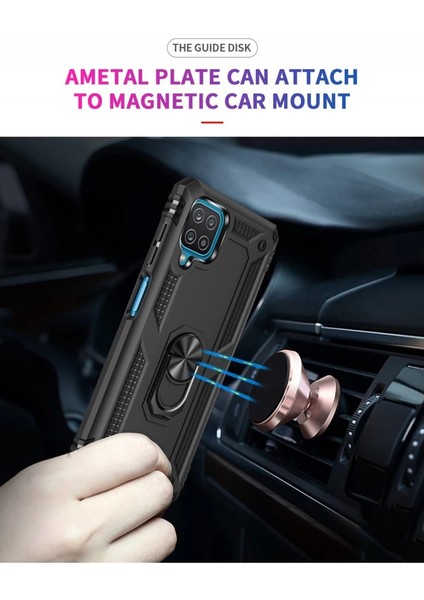 Buğz Samsung Galaxy A22 Kılıf Sofya Yüzüklü Silikon Kapak - Siyah