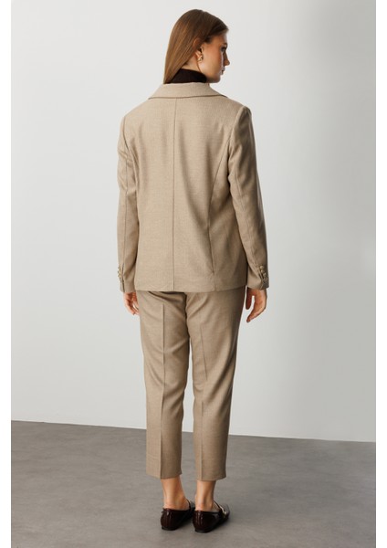 Kadın Büyük Beden Zikzak Desenli Dar Paça Pantolon 5535 Camel fırsatları