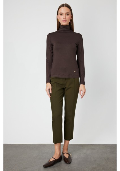 Kadın Balıkçı Yaka Basic Bluz 61433 Kahverengi modelleri