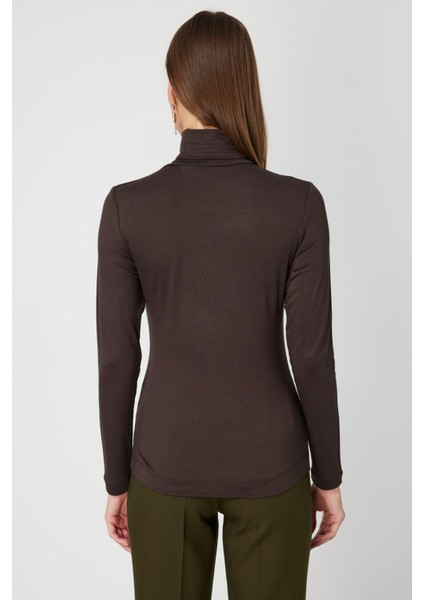 Kadın Balıkçı Yaka Basic Bluz 61433 Kahverengi fırsatları