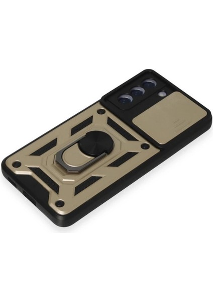 Buğz Samsung Galaxy S21 Fe Kılıf Pars Lens Yüzüklü Silikon - Gold indirimleri