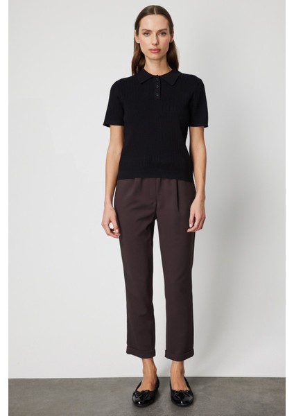 Kadın Örgülü Kısa Kollu Triko Kazak 60314 Siyah modelleri