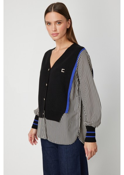 Kadın Mix Kumaş Gömlekli Bluz 66374 Siyah fiyatları