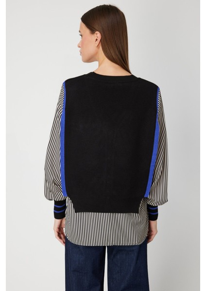 Kadın Mix Kumaş Gömlekli Bluz 66374 Siyah fırsatları