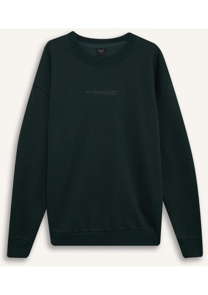 Boxy Fit Bisiklet Yaka Baskılı Sweatshirt X8282AZ24AU