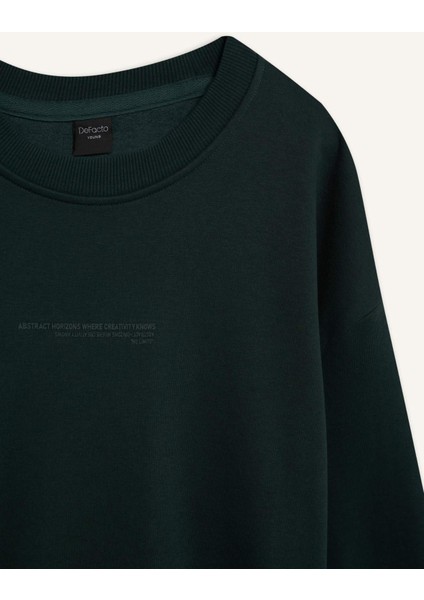 Boxy Fit Bisiklet Yaka Baskılı Sweatshirt X8282AZ24AU