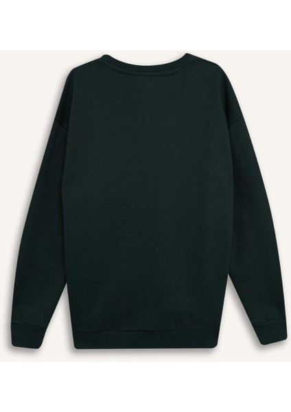 Boxy Fit Bisiklet Yaka Baskılı Sweatshirt X8282AZ24AU