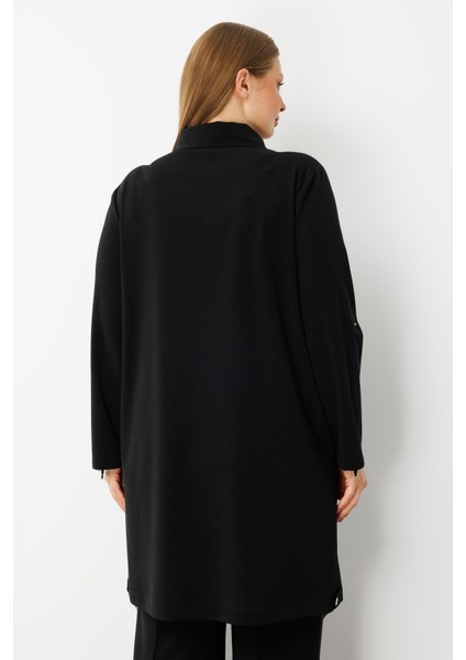 Moda Ilgi Kadın Büyük Beden Ön Kapama Çıtçıtlı Fermuarlı Gofre Kumaş Tunik 0017 Bordo fırsatları