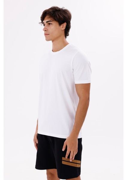 Bisiklet Yaka Rahat Kesim Düz Yüzey Yumuşak Dokulu Kısa Kollu Esnek Konforlu Tişört fiyatları
