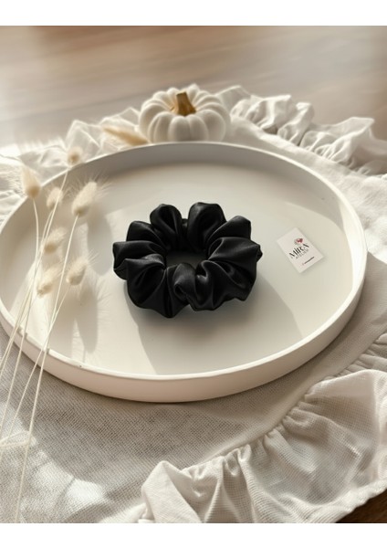 Çocuk Saten Toka - Sonsuz Siyah – Tekli Lüks Lastik Model Scrunchie fiyatları
