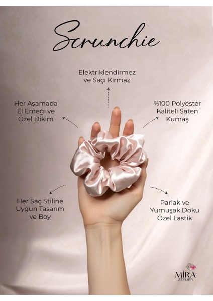 Çocuk Saten Toka - Sonsuz Siyah – Tekli Lüks Lastik Model Scrunchie