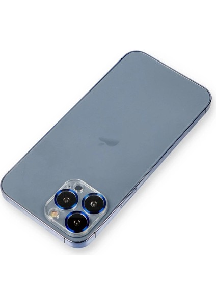 Buğz Iphone 12 Pro Metal Kamera Lens Koruma Cam - Mavi