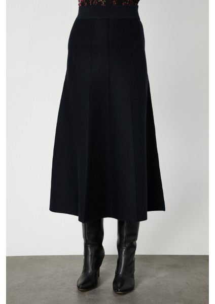 Kadın Pileli Midi Triko Etek 65210 Siyah modelleri