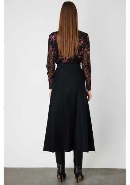 Kadın Pileli Midi Triko Etek 65210 Siyah fırsatları