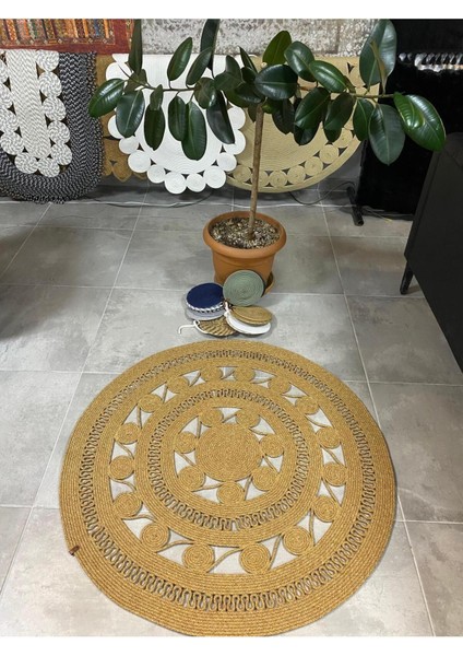 Reygon Ege 32 Hasır Daire Dekoratif El Örgüsü Kilim Yolluk Halı indirimleri