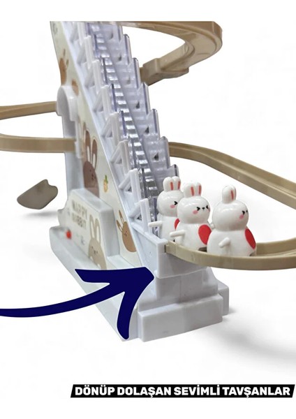 Işıklı Sesli Merdivenli Tavşan Kaydırak Oyuncak – Dön Dolaş Hareketli Yürüyen Tavşan Seti 25 cm modelleri
