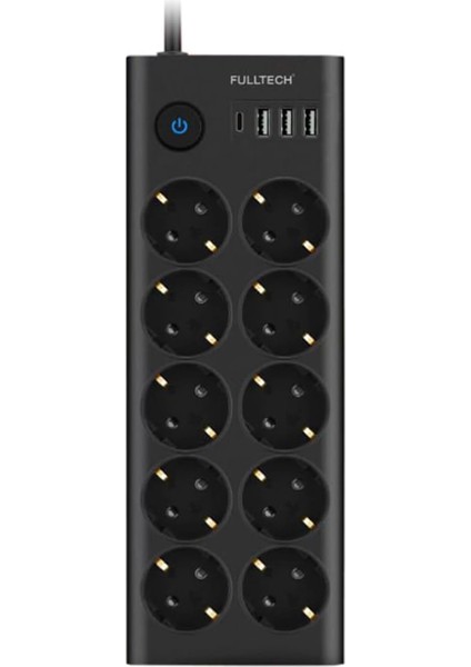 FTR14 Type-C Girişli Akım Korumalı 10’lu Priz, 3 USB
