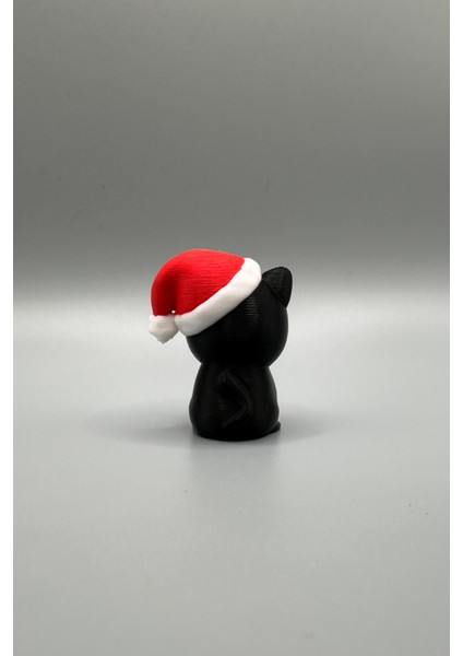 Noel Şapkalı Siyah Kedi Mini Dekor – Bioplastik Yılbaşı Süs Objeleri modelleri