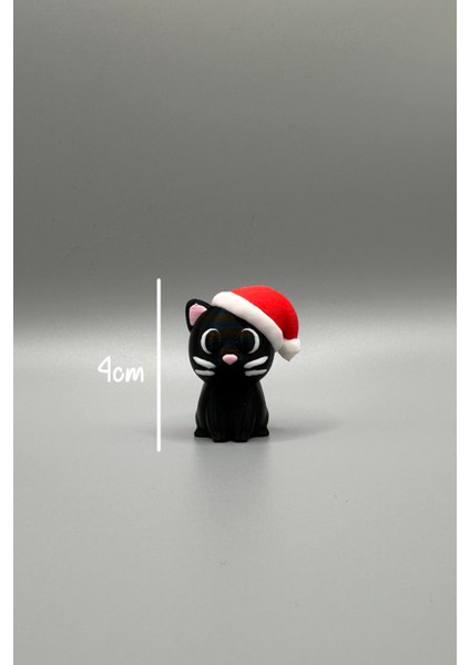 Noel Şapkalı Siyah Kedi Mini Dekor – Bioplastik Yılbaşı Süs Objeleri fırsatları