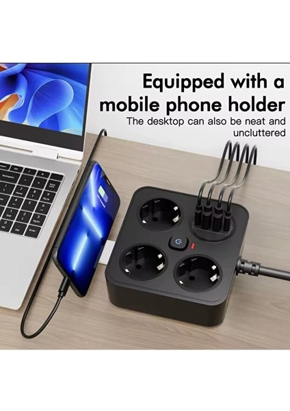 Aşırı Yük Koruyucu Avrupa Soket Kartı Tip-C USB 2 M Uzatma Kablosu Emniyet Anahtarı ile fiyatları