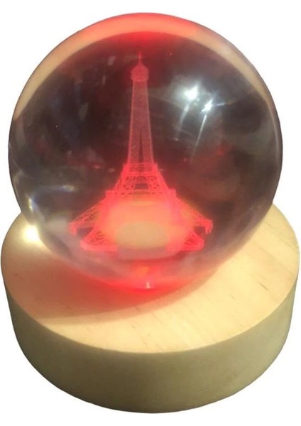 Dekoratif Eyfel Kulesi Tasarımlı Ahşap Altlıklı Işıklı Cam Küre Cam:6cm Ahşap:2cm fiyatları