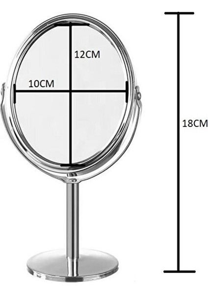 Sonx Oval Masaüstü Ayaklı 360° Dönebilen Çift Taraflı Büyüteçli Krom Ayna 18X10CM fiyatları