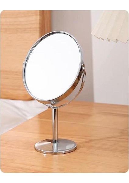 Sonx Oval Masaüstü Ayaklı 360° Dönebilen Çift Taraflı Büyüteçli Krom Ayna 18X10CM indirimleri