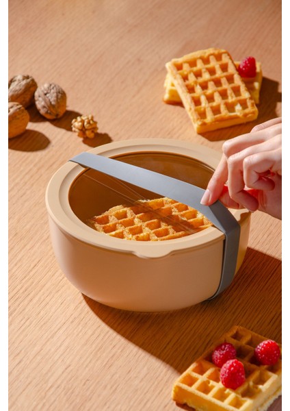 Moca Stoneware Hava Geçirmez Şeffaf Kapaklı Saklama Kabı 1000 ml | Kahverengi