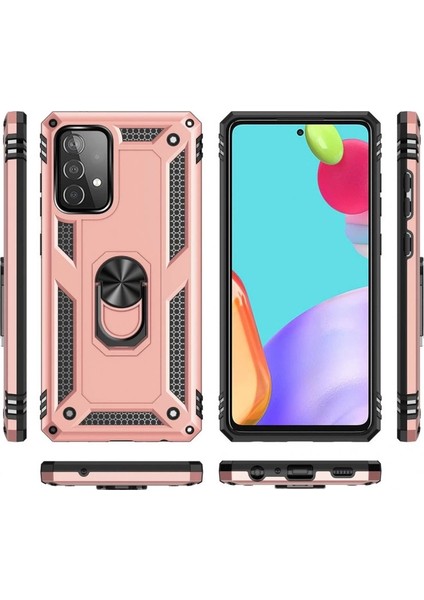 Buğz Samsung Galaxy A32 Kılıf Sofya Yüzüklü Silikon Kapak - Rose modelleri