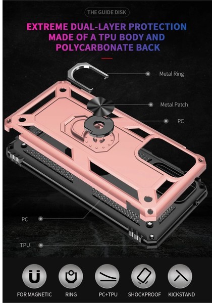 Buğz Samsung Galaxy A32 Kılıf Sofya Yüzüklü Silikon Kapak - Rose