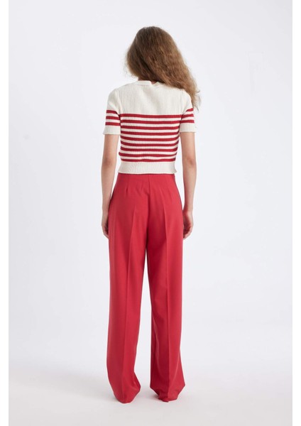 Standart Boy Kumaş Palazzo Pantolon Wide Leg Geniş Bol Paça Basic Düz Yüksek Bel C6402AX24AU