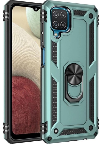 Buğz Samsung Galaxy A22 Kılıf Sofya Yüzüklü Silikon Kapak - Yeşil