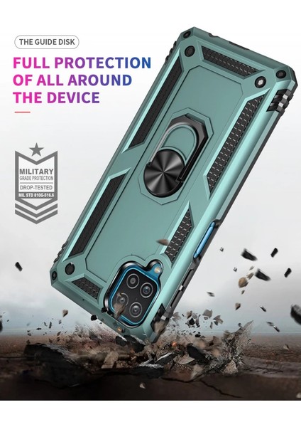 Buğz Samsung Galaxy A22 Kılıf Sofya Yüzüklü Silikon Kapak - Yeşil